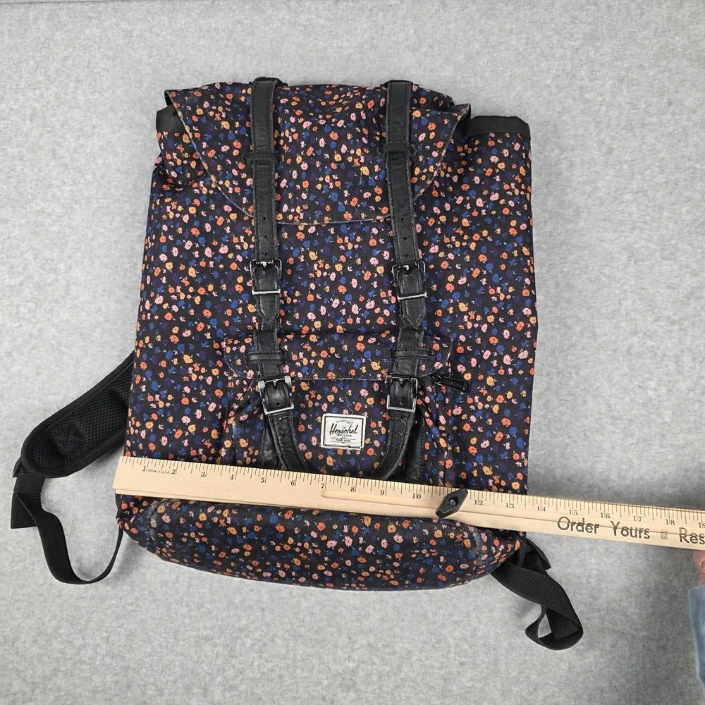 Herschel Backpack Black Floral Goth Laptop Compartment Women School Travel‎ Bag